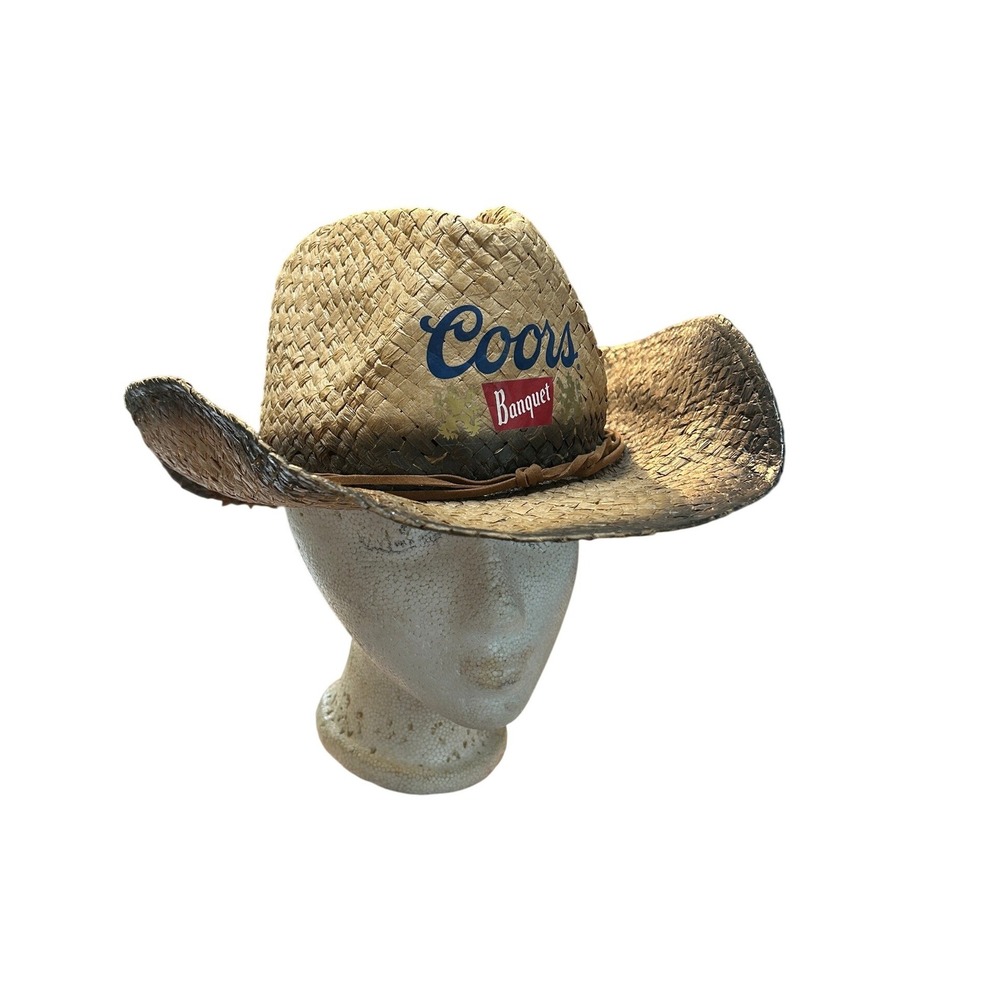 Vintage Coors Banquet Straw Men's Cowboy Hat Rodeo Festival Beach Western Party